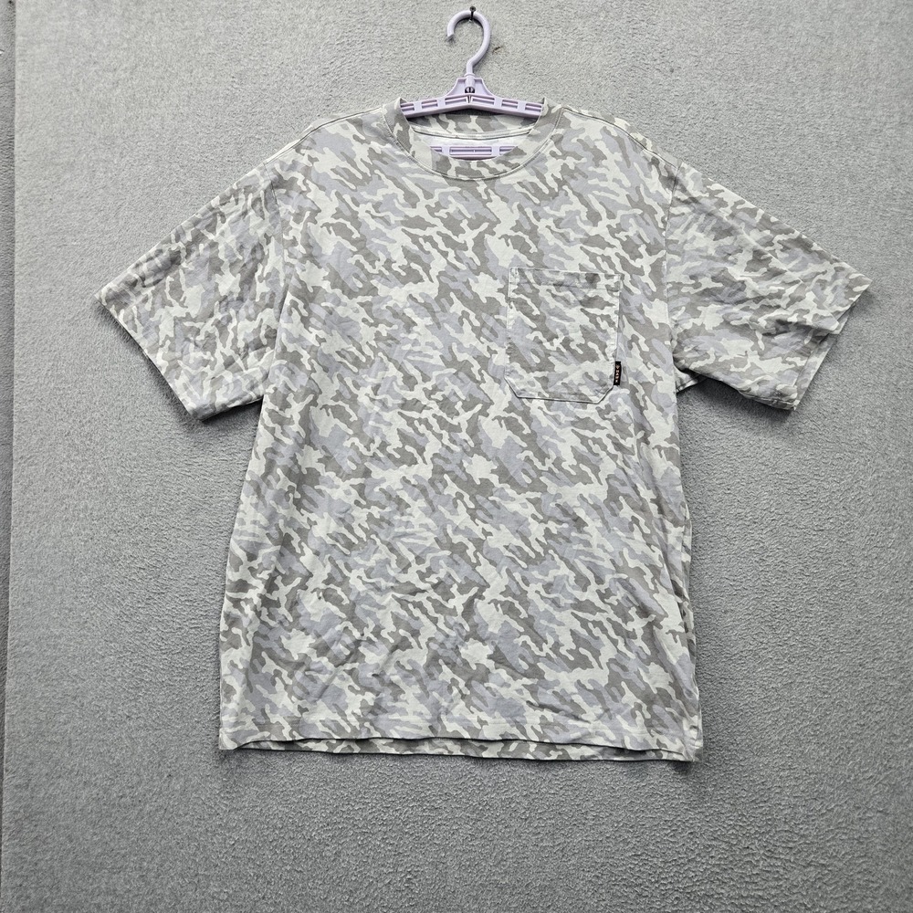 HAWX Men Shirt XL Gray Camouflage Work Gear Pocket Logo Short Sleeve Crew Neck